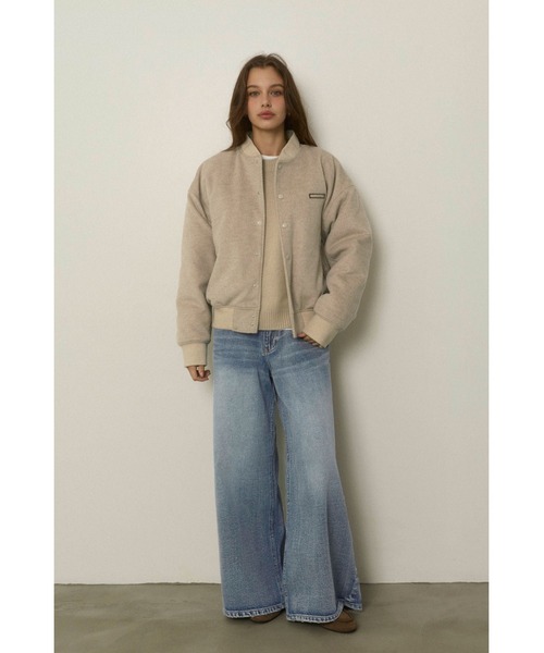 ALEXIA STAM(アリシアスタン)の「Logo Wool Blouson /ロゴ刺しゅうウールブルゾン(ブルゾン・レディース・ベージュ/チャコールグレー・FREE)」の11枚目の写真