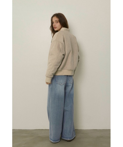 ALEXIA STAM(アリシアスタン)の「Logo Wool Blouson /ロゴ刺しゅうウールブルゾン(ブルゾン・レディース・ベージュ/チャコールグレー・FREE)」の12枚目の写真