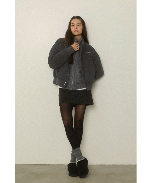 ALEXIA STAM(アリシアスタン)の「Logo Wool Blouson /ロゴ刺しゅうウールブルゾン(ブルゾン・レディース・ベージュ/チャコールグレー・FREE)」の5枚目の写真