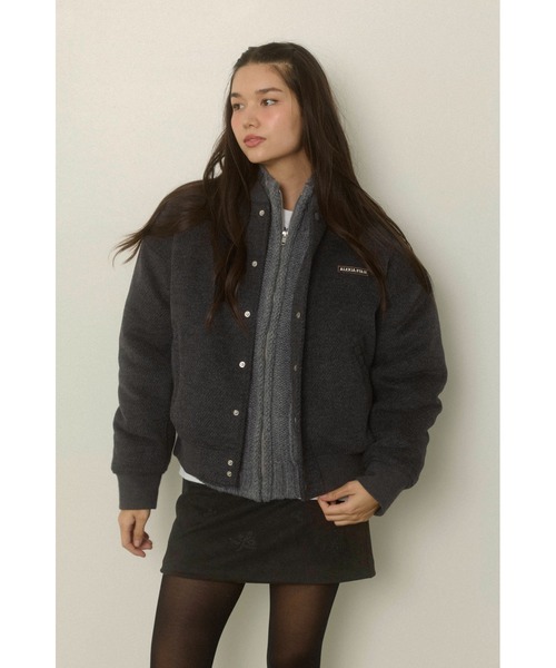 ALEXIA STAM(アリシアスタン)の「Logo Wool Blouson /ロゴ刺しゅうウールブルゾン(ブルゾン・レディース・ベージュ/チャコールグレー・FREE)」の9枚目の写真