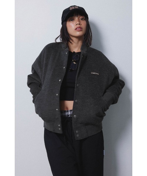 ALEXIA STAM(アリシアスタン)の「Logo Wool Blouson /ロゴ刺しゅうウールブルゾン(ブルゾン・レディース・ベージュ/チャコールグレー・FREE)」の4枚目の写真