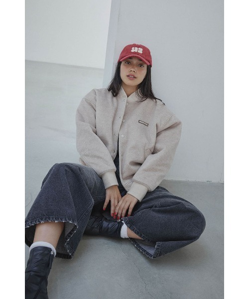 ALEXIA STAM(アリシアスタン)の「Logo Wool Blouson /ロゴ刺しゅうウールブルゾン(ブルゾン・レディース・ベージュ/チャコールグレー・FREE)」の10枚目の写真