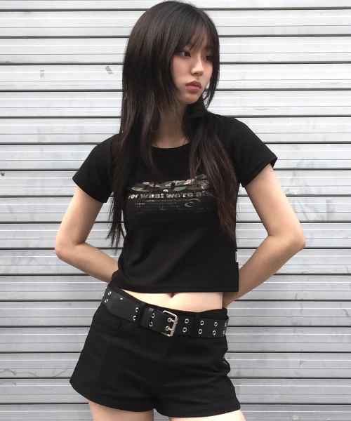 CHICKS(チックス)の「カモブーム スリムフィット 半袖Tシャツ ブラック(Tシャツ/カットソー・レディース・ブラック・FREE)」の3枚目の写真