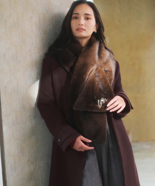 NOELA（ノエラ）の「ステンカラーウールコート（その他アウター・レディース・ボルドー/オフホワイト・S/M）」の3枚目の写真