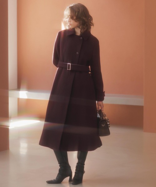 NOELA（ノエラ）の「ステンカラーウールコート（その他アウター・レディース・ボルドー/オフホワイト・S/M）」の6枚目の写真