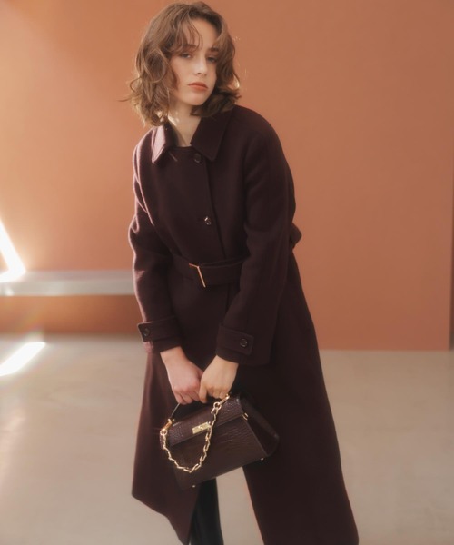 NOELA（ノエラ）の「ステンカラーウールコート（その他アウター・レディース・ボルドー/オフホワイト・S/M）」の7枚目の写真