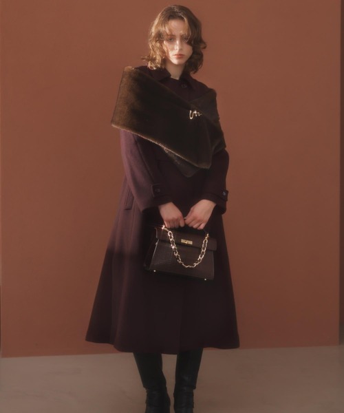 NOELA（ノエラ）の「ステンカラーウールコート（その他アウター・レディース・ボルドー/オフホワイト・S/M）」の8枚目の写真