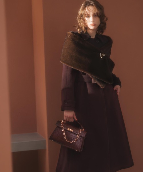 NOELA（ノエラ）の「ステンカラーウールコート（その他アウター・レディース・ボルドー/オフホワイト・S/M）」の9枚目の写真