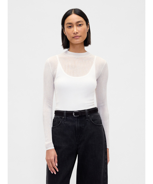 GAP(ギャップ)の「ハイネック シアーセーター(ニット/セーター・レディース・ホワイト/ブラック・S/XS/XXS/XL/L/M)」の2枚目の写真