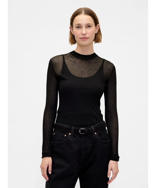 GAP(ギャップ)の「ハイネック シアーセーター(ニット/セーター・レディース・ホワイト/ブラック・S/XS/XXS/XL/L/M)」の1枚目の写真