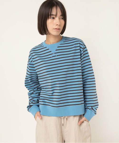 RNA-N(アールエヌエーエヌ)の「M2596 ボーダー天竺スウェット(Tシャツ/カットソー・レディース・ブルー/ホワイト×グリーン/ホワイト×ピンク・FREE)」の13枚目の写真