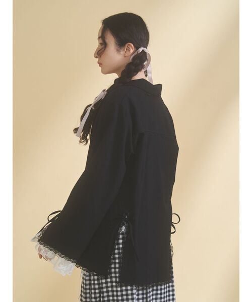 merry jenny（メリージェニー）の「lace slit ribbon jacket（テーラードジャケット・レディース・グレー/ブラック・FREE）」の7枚目の写真
