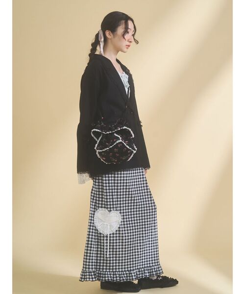 merry jenny（メリージェニー）の「lace slit ribbon jacket（テーラードジャケット・レディース・グレー/ブラック・FREE）」の10枚目の写真