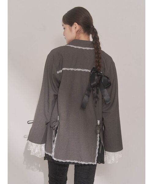 merry jenny（メリージェニー）の「lace slit ribbon jacket（テーラードジャケット・レディース・グレー/ブラック・FREE）」の13枚目の写真