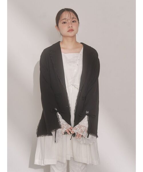 merry jenny（メリージェニー）の「lace slit ribbon jacket（テーラードジャケット・レディース・グレー/ブラック・FREE）」の14枚目の写真
