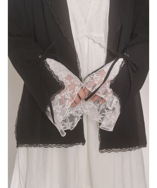 merry jenny（メリージェニー）の「lace slit ribbon jacket（テーラードジャケット・レディース・グレー/ブラック・FREE）」の17枚目の写真