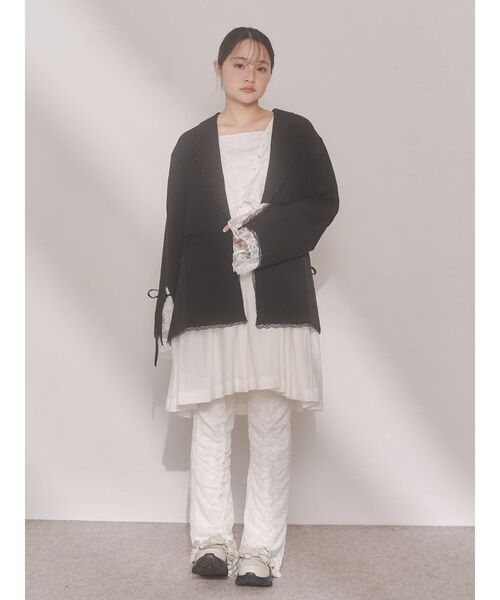 merry jenny（メリージェニー）の「lace slit ribbon jacket（テーラードジャケット・レディース・グレー/ブラック・FREE）」の19枚目の写真