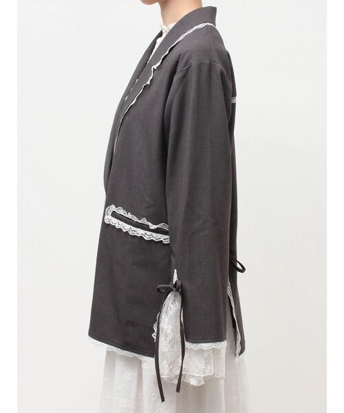 merry jenny（メリージェニー）の「lace slit ribbon jacket（テーラードジャケット・レディース・グレー/ブラック・FREE）」の21枚目の写真