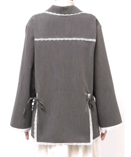 merry jenny(メリージェニー)の「lace slit ribbon jacket(テーラードジャケット・レディース・グレー/ブラック・FREE)」の4枚目の写真