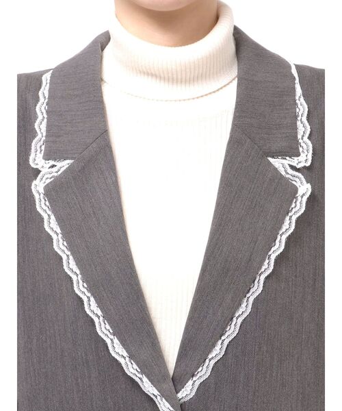 merry jenny(メリージェニー)の「lace slit ribbon jacket(テーラードジャケット・レディース・グレー/ブラック・FREE)」の3枚目の写真