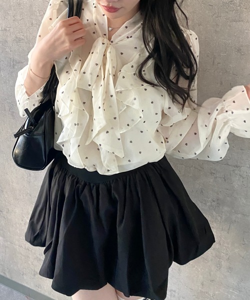 Mejoul（メジュール）の「【2026春夏新作】ドット柄シアーフリルボウタイブラウス（シャツ/ブラウス・レディース・アイボリー・M/L）」の10枚目の写真