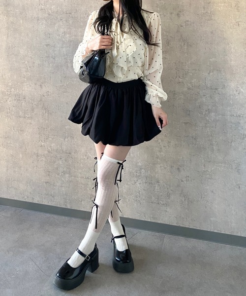 Mejoul（メジュール）の「【2026春夏新作】ドット柄シアーフリルボウタイブラウス（シャツ/ブラウス・レディース・アイボリー・M/L）」の13枚目の写真