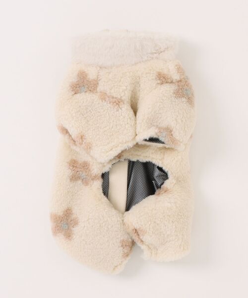 セール】遠赤外線フラワーボアロンパースハーネス【反射テープ付き