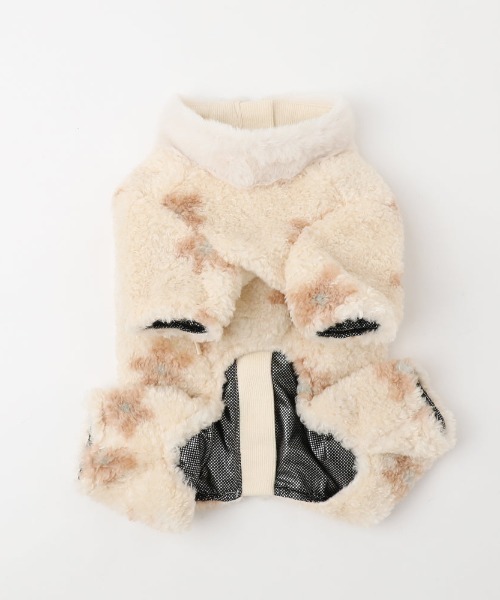 遠赤外線フラワーボアロンパースハーネス【反射テープ付き・温熱効果