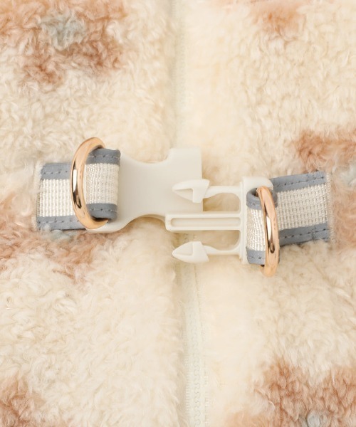 セール】遠赤外線フラワーボアロンパースハーネス【反射テープ付き