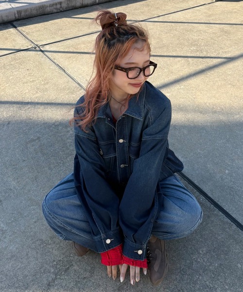 PAGEBOY（ページボーイ）の「＜まるでデニム見え！/紫外線カット/ストレッチ＞マルデニＧジャン（ブルゾン・レディース・ライトブルー/ブラック/ブルー・FREE）」の8枚目の写真