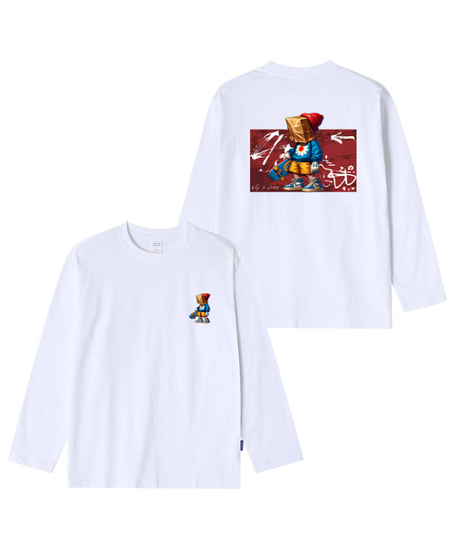 OHP(ワンハンドレッドパーセント)の「OHPxGOODD4 ペーパーボーイ no.2 ベーシック長袖Tシャツ6(Tシャツ/カットソー・メンズ・ホワイト/ブラック・XX-LARGE/MEDIUM/LARGE/X-LARGE)」の1枚目の写真