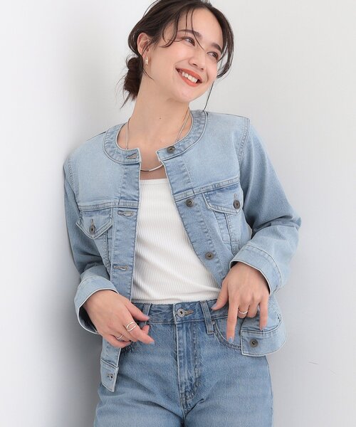SHOO・LA・RUE（シューラルー）の「【SHOO・LA・RUE DENIM】大人のための ストレッチ コンパクトデニムジャケット（デニムジャケット・レディース・ネイビー/ライトグレー/ライトブルー・01/02/03/04）」の2枚目の写真