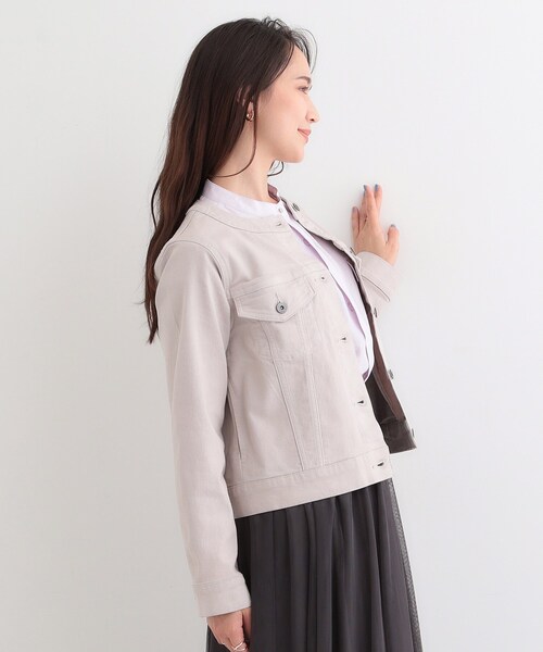 SHOO・LA・RUE（シューラルー）の「【SHOO・LA・RUE DENIM】大人のための ストレッチ コンパクトデニムジャケット（デニムジャケット・レディース・ネイビー/ライトグレー/ライトブルー・01/02/03/04）」の5枚目の写真