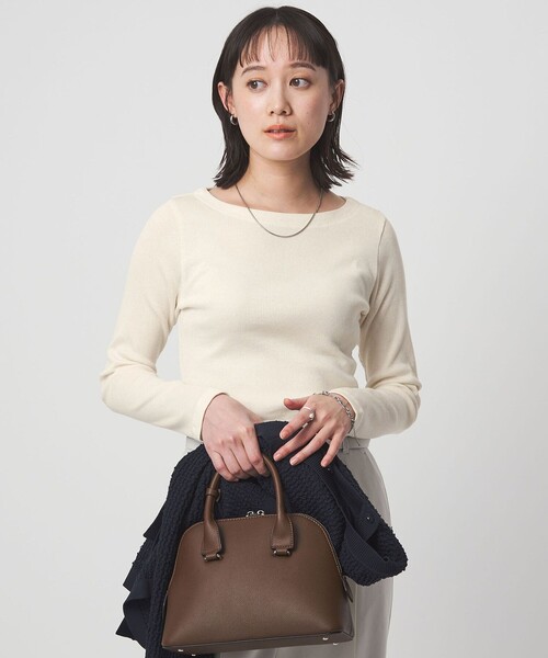 green label relaxing(グリーンレーベルリラクシング)の「ラメ リブ ボートネック カットソー(Tシャツ/カットソー・レディース・オフホワイト/モカ/ライトブルー・FREE)」の2枚目の写真