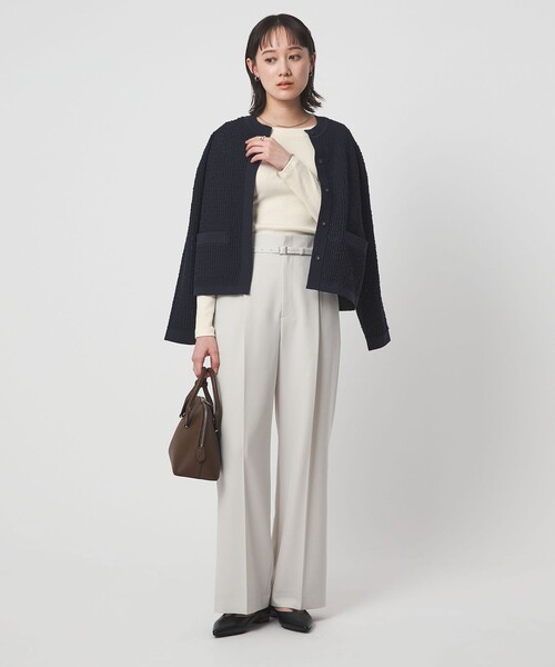 green label relaxing(グリーンレーベルリラクシング)の「ラメ リブ ボートネック カットソー(Tシャツ/カットソー・レディース・オフホワイト/モカ/ライトブルー・FREE)」の5枚目の写真