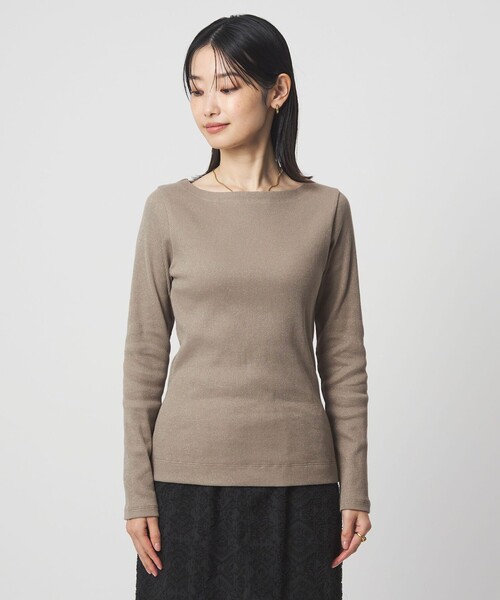 green label relaxing(グリーンレーベルリラクシング)の「ラメ リブ ボートネック カットソー(Tシャツ/カットソー・レディース・オフホワイト/モカ/ライトブルー・FREE)」の6枚目の写真