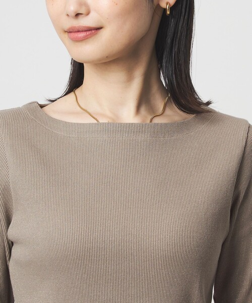 green label relaxing(グリーンレーベルリラクシング)の「ラメ リブ ボートネック カットソー(Tシャツ/カットソー・レディース・オフホワイト/モカ/ライトブルー・FREE)」の9枚目の写真