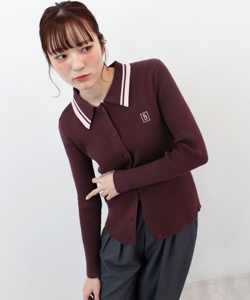 ABYS(アビス)の「ワンポイントロゴ刺繍リブニット(ニット/セーター・レディース・グレー/ネイビー/バーガンディー・FREE)」の3枚目の写真