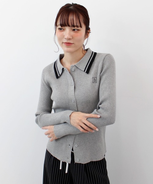 ABYS(アビス)の「ワンポイントロゴ刺繍リブニット(ニット/セーター・レディース・グレー/ネイビー/バーガンディー・FREE)」の1枚目の写真