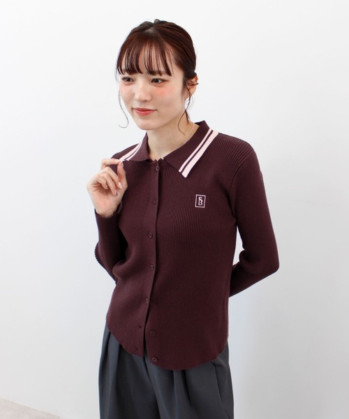 ABYS(アビス)の「ワンポイントロゴ刺繍リブニット(ニット/セーター・レディース・グレー/ネイビー/バーガンディー・FREE)」の7枚目の写真