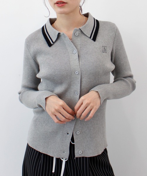 ABYS(アビス)の「ワンポイントロゴ刺繍リブニット(ニット/セーター・レディース・グレー/ネイビー/バーガンディー・FREE)」の11枚目の写真