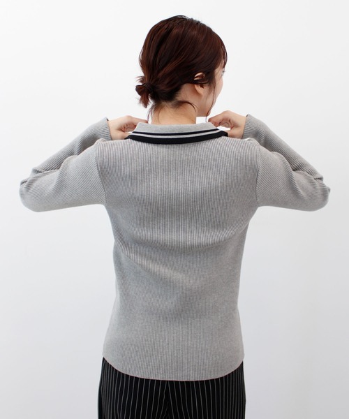 ABYS(アビス)の「ワンポイントロゴ刺繍リブニット(ニット/セーター・レディース・グレー/ネイビー/バーガンディー・FREE)」の19枚目の写真