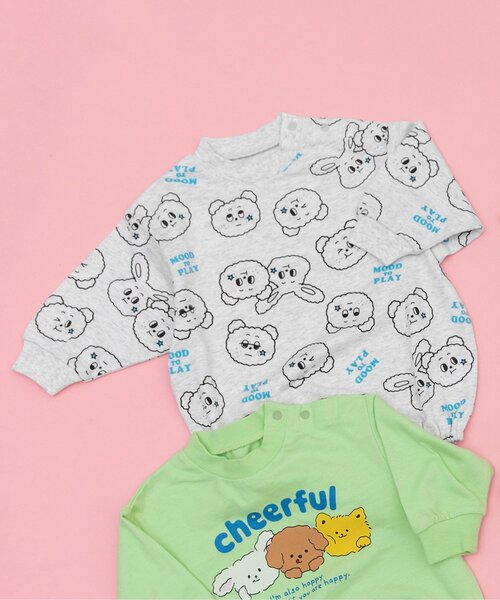 BREEZE(ブリーズ)の「Bpop POPモチーフボディオール(ロンパース・キッズ・グレー/アイボリー/ライム/オレンジ・70/80)」の1枚目の写真