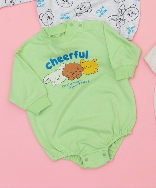 BREEZE(ブリーズ)の「Bpop POPモチーフボディオール(ロンパース・キッズ・グレー/アイボリー/ライム/オレンジ・70/80)」の3枚目の写真