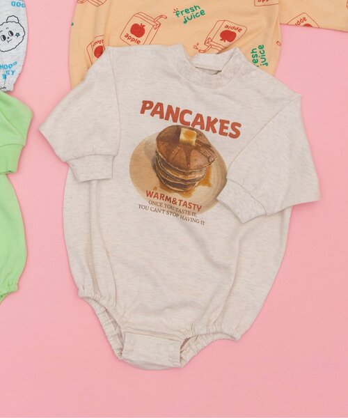 BREEZE(ブリーズ)の「Bpop POPモチーフボディオール(ロンパース・キッズ・グレー/アイボリー/ライム/オレンジ・70/80)」の2枚目の写真