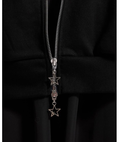 CREO STORE(クレオストア)の「【IAMU】Zip Up Hoodie スターモチーフ ジップアップパーカー(ユニセックス)(パーカー・レディース・ブラック・FREE)」の8枚目の写真