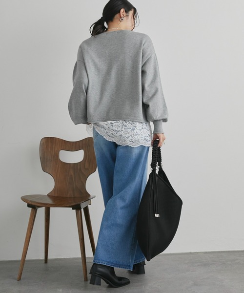 Doux archives（ドゥアルシーヴ）の「裾レースロンＴｅｅ（Tシャツ/カットソー・レディース・ブラック/オフホワイト・FREE）」の6枚目の写真