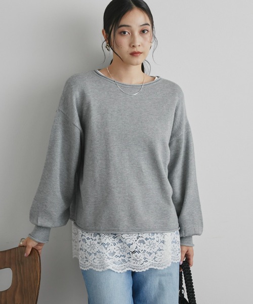 Doux archives（ドゥアルシーヴ）の「裾レースロンＴｅｅ（Tシャツ/カットソー・レディース・ブラック/オフホワイト・FREE）」の9枚目の写真