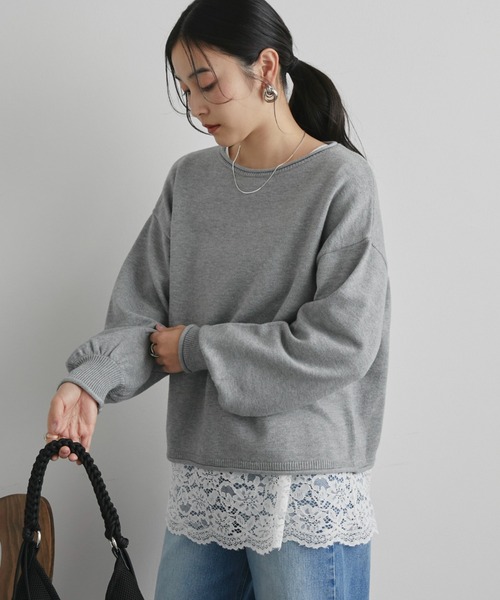 Doux archives（ドゥアルシーヴ）の「裾レースロンＴｅｅ（Tシャツ/カットソー・レディース・ブラック/オフホワイト・FREE）」の11枚目の写真