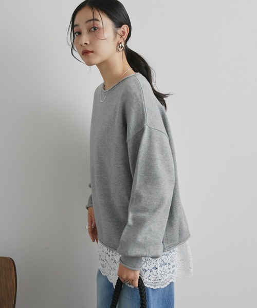 Doux archives（ドゥアルシーヴ）の「裾レースロンＴｅｅ（Tシャツ/カットソー・レディース・ブラック/オフホワイト・FREE）」の12枚目の写真